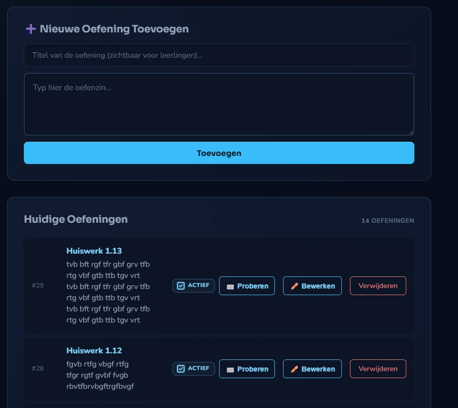 Exercise Typing Interface